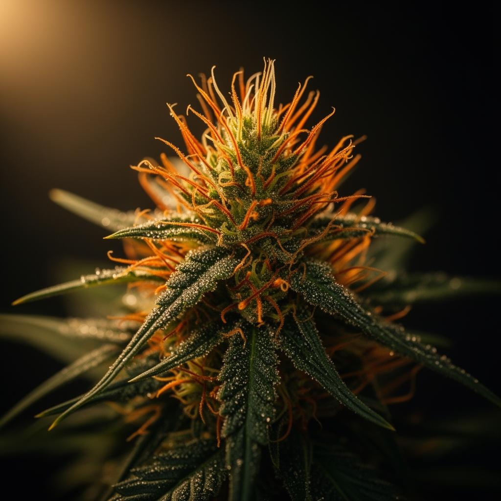 Macro shot of premium sun-grown Jamaican cannabis flower